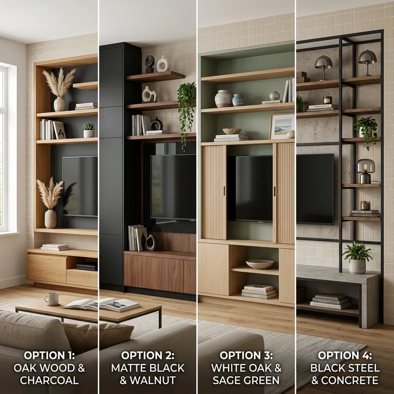 Stylish TV Wall Designs for Light Beige Ceramics