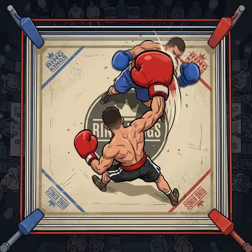 2D Punching Boxer with Big Gloves - Top View