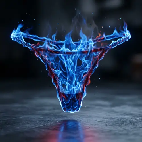 4K Image: Red and Black Thongs Made of Blue Flame