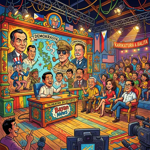 Philippine Cartoons-Inspired Animated Talk Show Studio Set