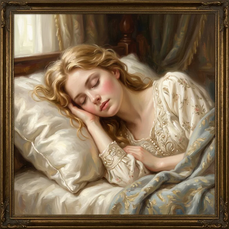 Tranquil Sleeping Beauty | Ethereal Oil Painting