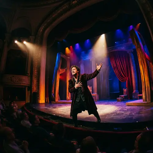 Passionate Actor in High-Tension Theatrical Performance