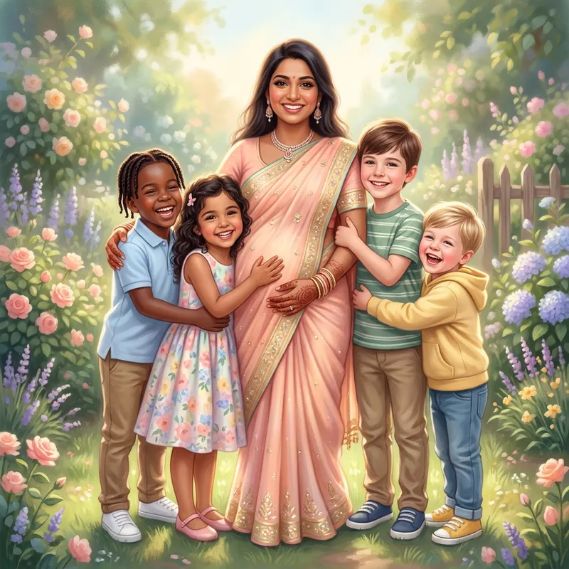 Tender Parenthood: Joyful Family Portrait of Pregnancy & Diversity