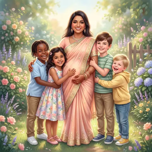 Heartwarming Family Portrait Celebrating Parenthood and Diversity