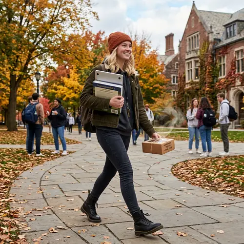 Blonde College Girl in Doc Martens: Autumn Campus Style