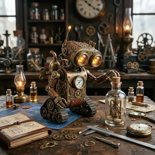 Adorable Steampunk Mechanical Entity Exploration