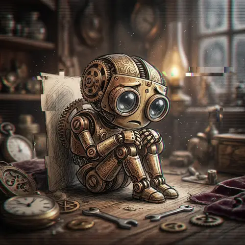 Adorable Steampunk Mechanical Entity in Distress