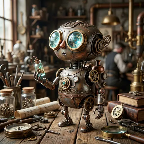 Adorable Steampunk Mechanical Entity - Photorealistic Art