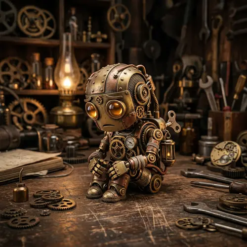 Adorable Steampunk Mechanical Entity in Distress