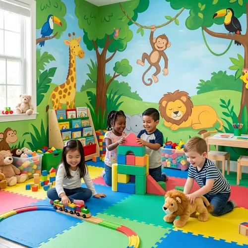 Children's Playroom: Safe & Joyful Environment with Jungle Murals