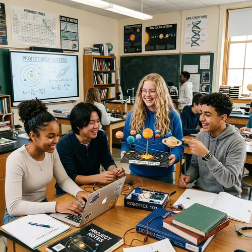 Teenage Students Celebrating Successful Science Project