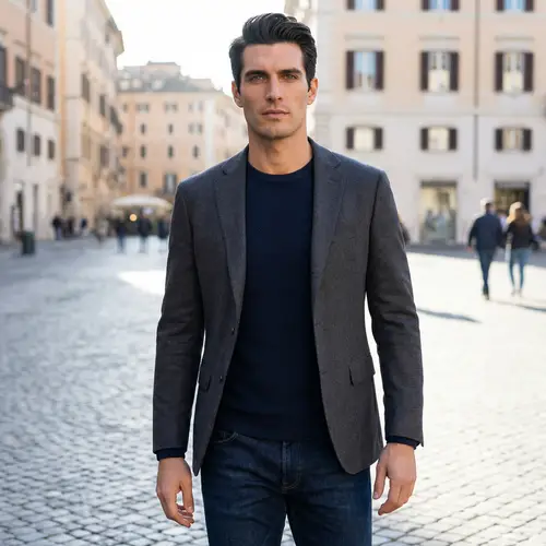 Confident Handsome Caucasian Man with Green Eyes