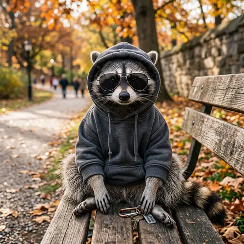 Cool Raccoon in Hoodie and Sunglasses