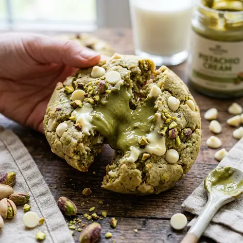 Pistachio Cookie with Melted Pistachio Heart