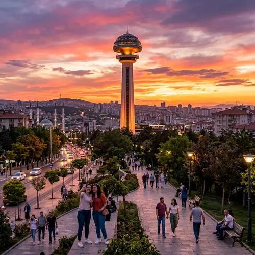 Atakule Ankara Sunset View | Vibrant Sky & Majestic Architecture