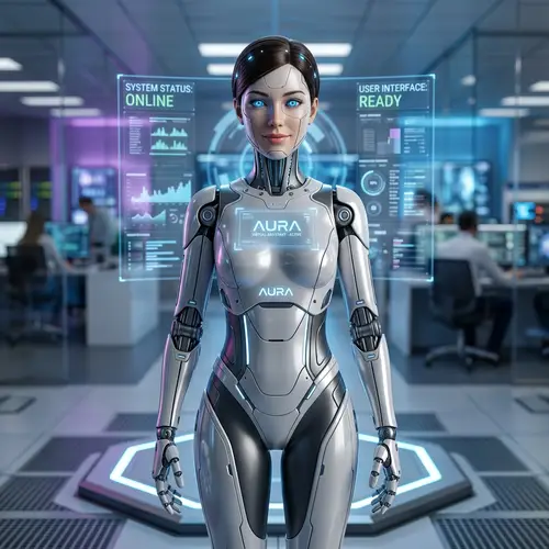 Female Humanoid Virtual Assistant Robot Front View