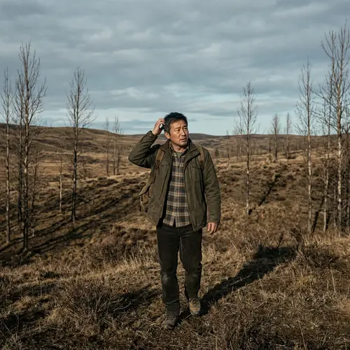 Captivating Image of Middle-Aged East Asian Man Lost in Wilderness