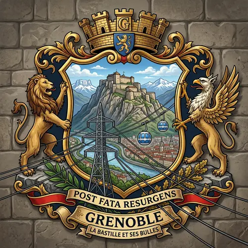 Bastille Grenoble Crest with Cable Car & Pylon