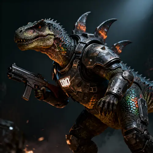 Spinosaurus with Doom Slayer Armor & Shotgun