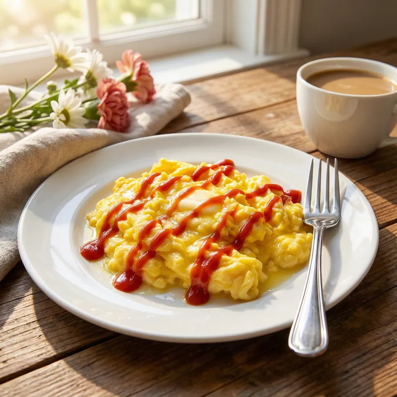 Delicious Scrambled Eggs with Ketchup