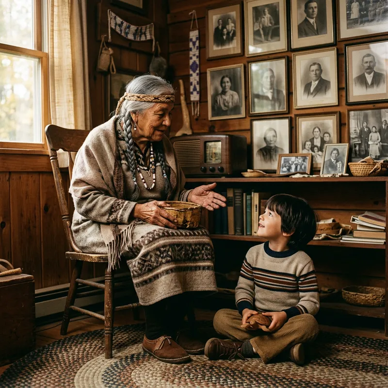 Cayuga Clan Mother & Great Nephew - 1972 Wisdom Cayuga Clan Mother & Great Nephew - 1972 Wisdom