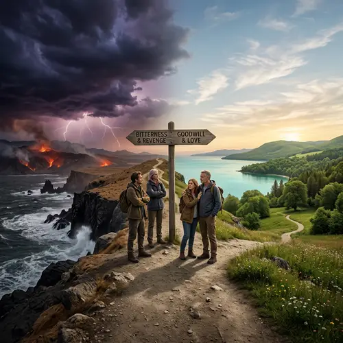 Facing a Decision: Good vs. Evil Symbols