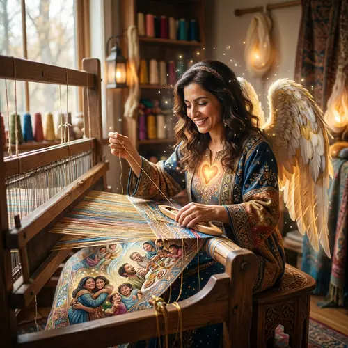 Golden Hearted Angel Weaving Life's Tapestry | Middle-Eastern Theme