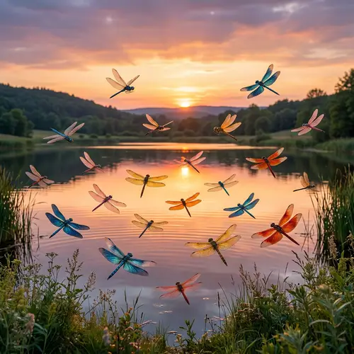 Soul of Women Portrayed by Vibrant Dragonflies in Serene Landscape