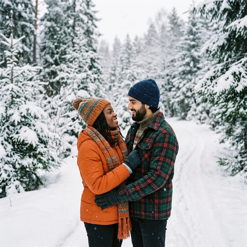 Snow Love: Romantic Winter Scene