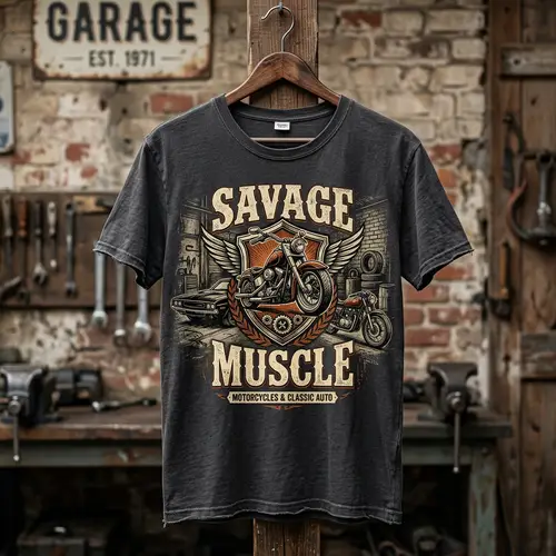 Savage Muscle Vintage Motorbike T-Shirt Design