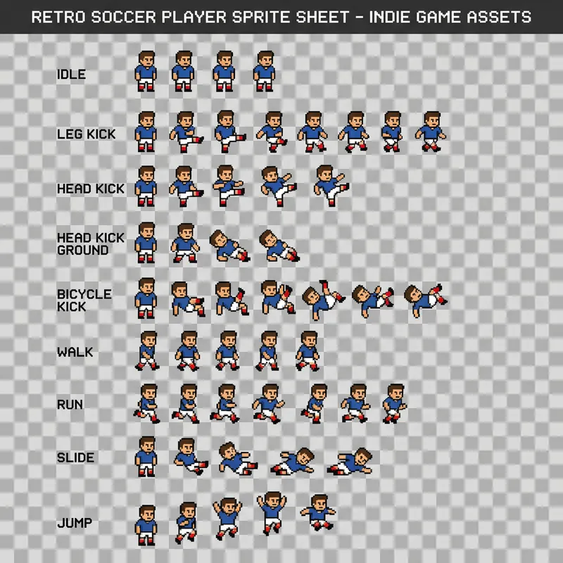2D Soccer Game Sprite Sheet Collection