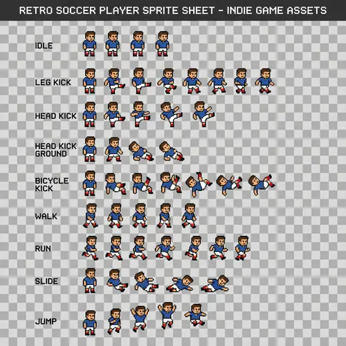 2D Soccer Game Sprite Sheet Collection
