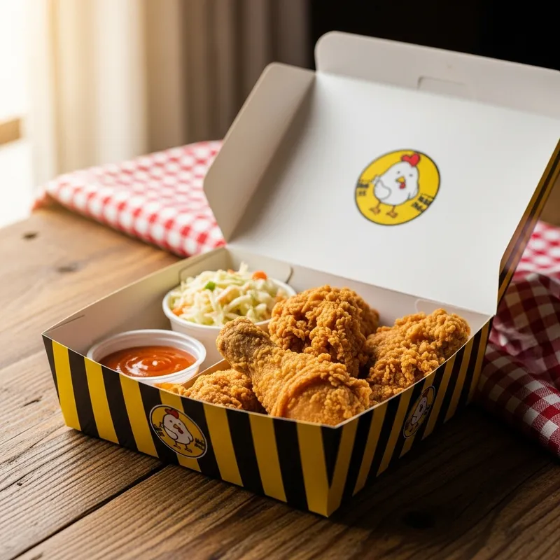 Fried Chicken Packaging in Black and Yellow