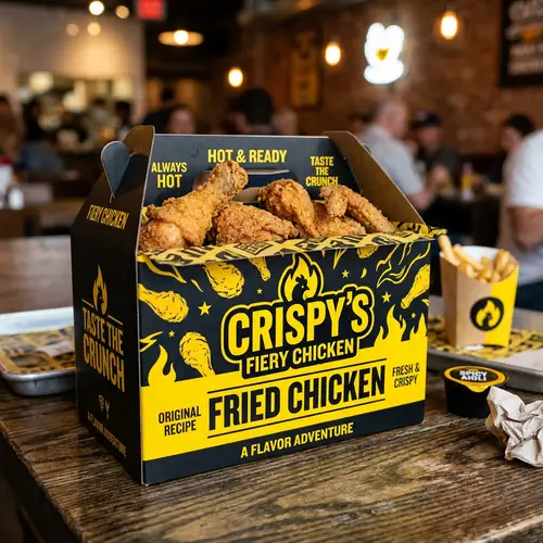 Fried Chicken Packaging in Black and Yellow