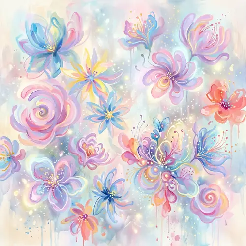Whimsical Pastel Flowers | Abstract Botanical Art