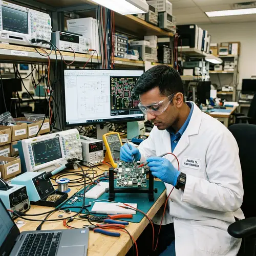 Innovative South Asian Engineer in Tech Lab