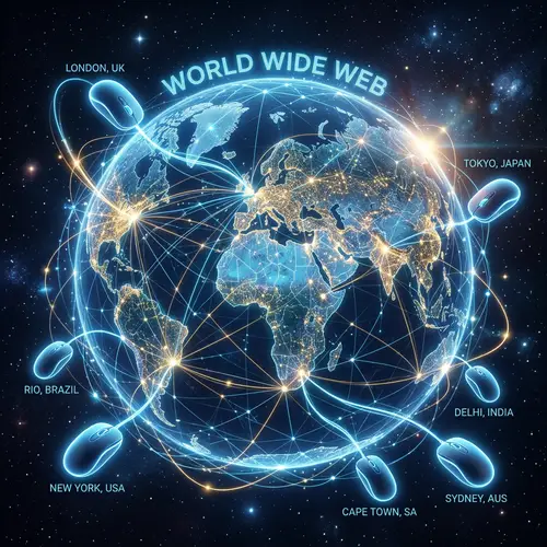 World Wide Web Concept: Visualized Global Data Transmission