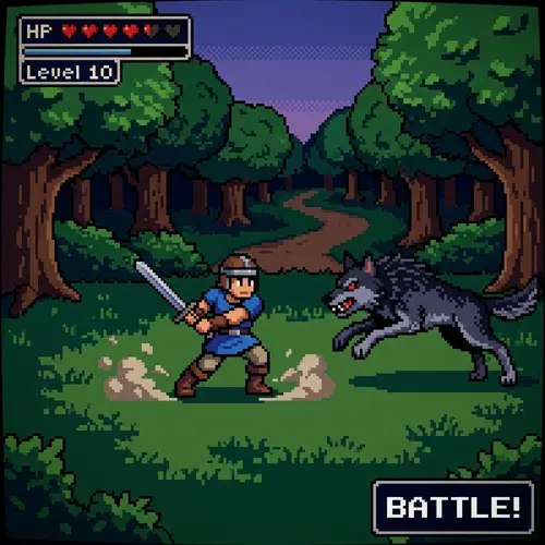 Minecraft Steve Battles a Pixelated Wolf Creature