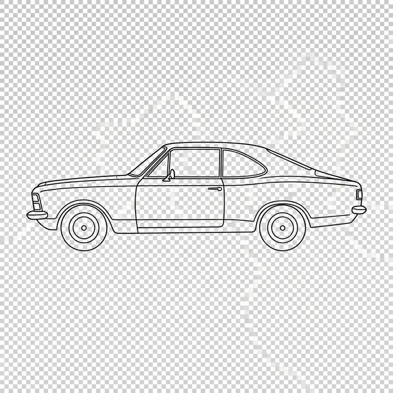 Draw a Chevrolet Opala Minimalist Sketch on Transparent Background