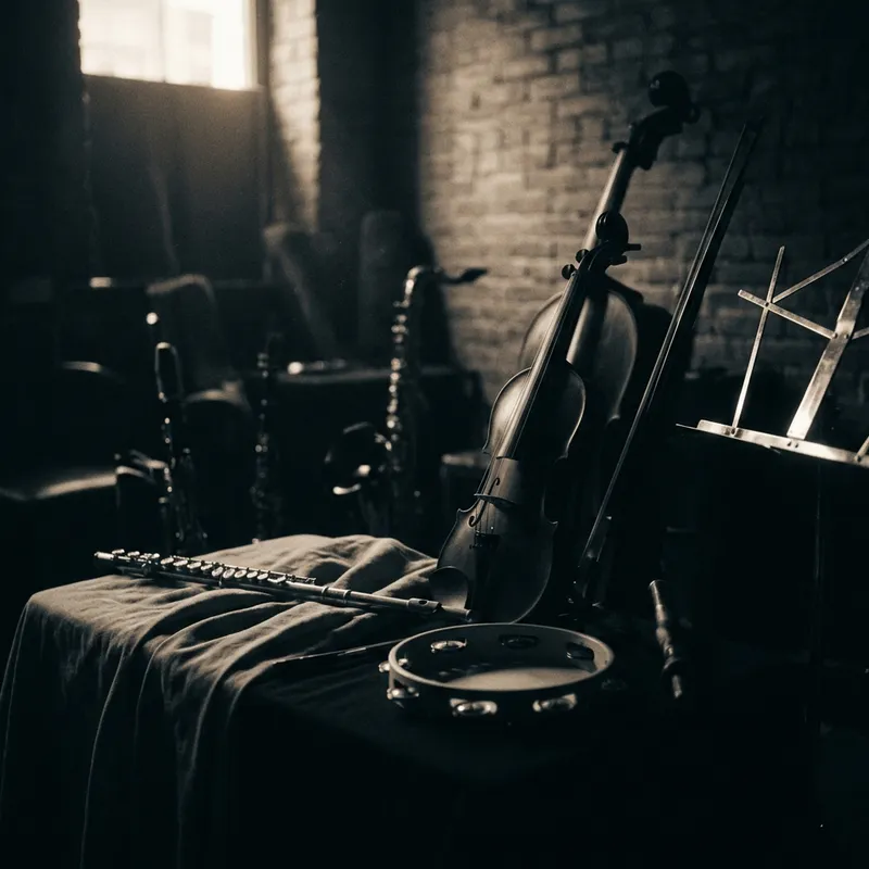 Dark Image with Musical Instruments - Evocative Art