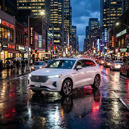 2025 Hyundai Santa Fe Driving in Rainy City Night | SUV Illuminate Scene