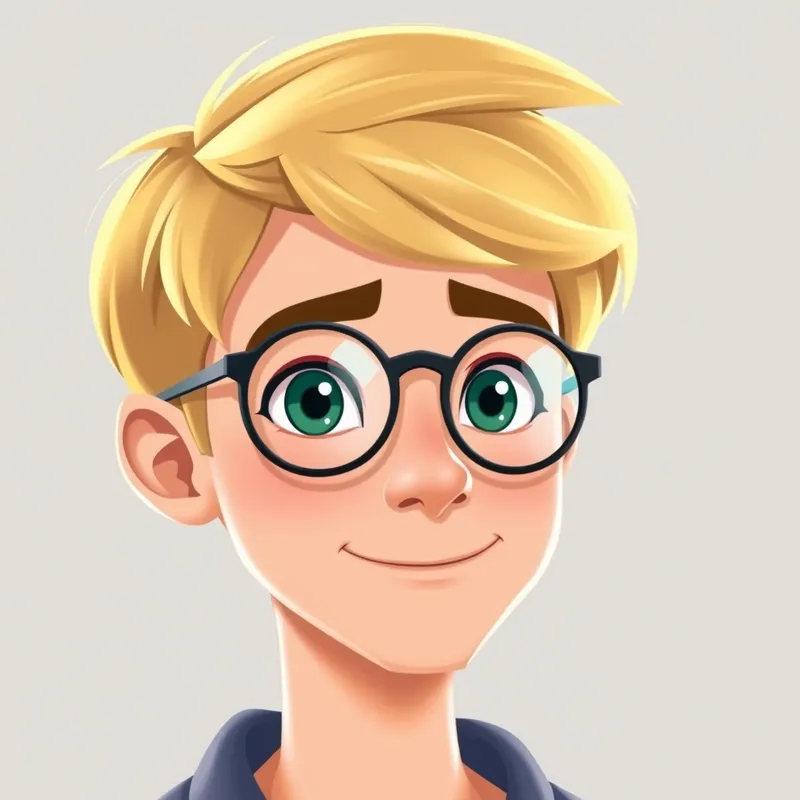 Cartoon Disney Style Young IT Student Illustration