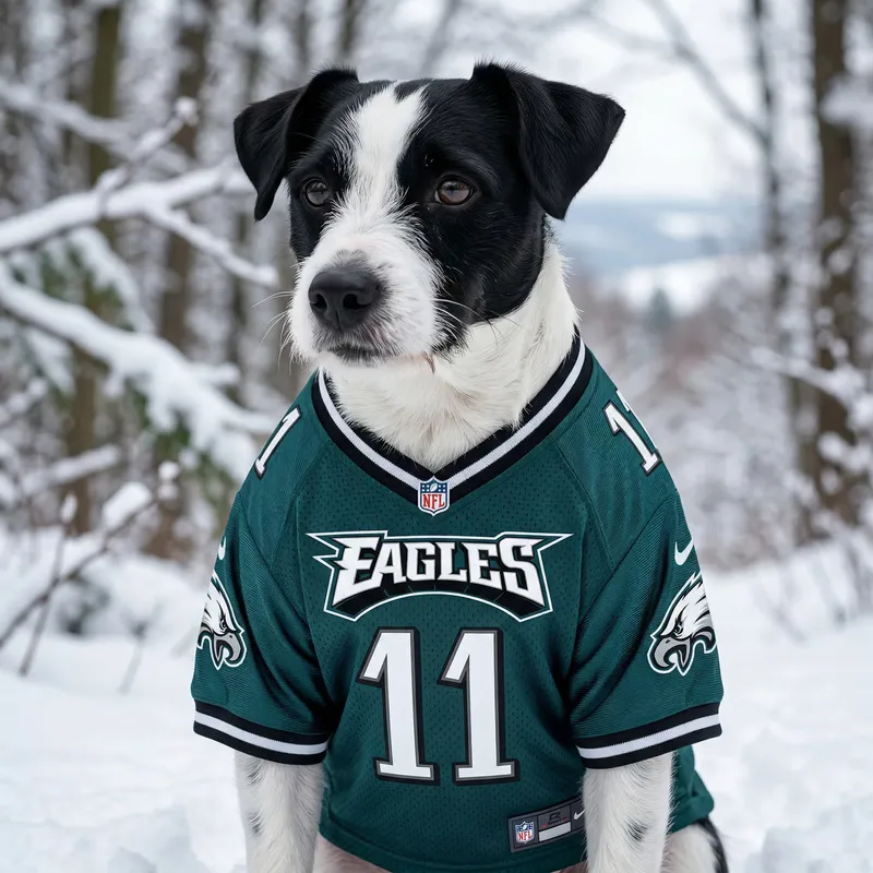 Dog in Philly Eagles Jersey - Team Spirit Canine
