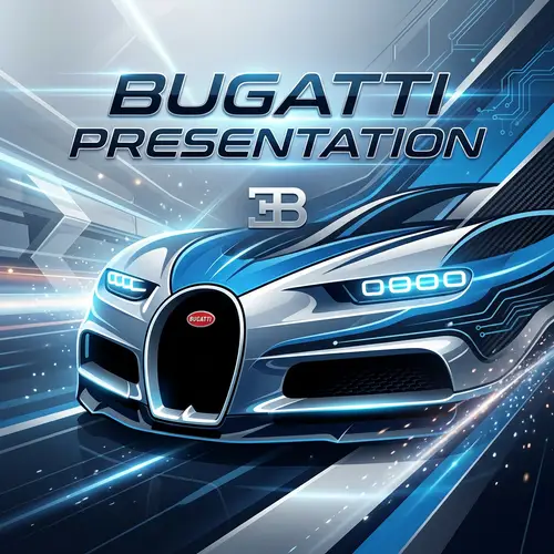 Bugatti Presentation Design with Horseshoe Grille & Logo
