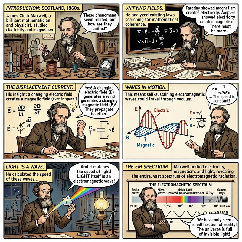 James Clerk Maxwell and Electromagnetic Spectrum Comic Strip James Clerk Maxwell and Electromagnetic Spectrum Comic Strip