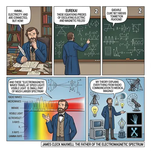 James Clerk Maxwell and Electromagnetic Spectrum Comic Strip