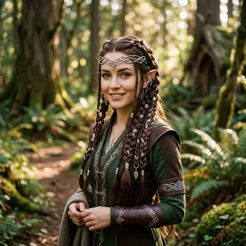 Elegant Elf with Braided Brown Hair