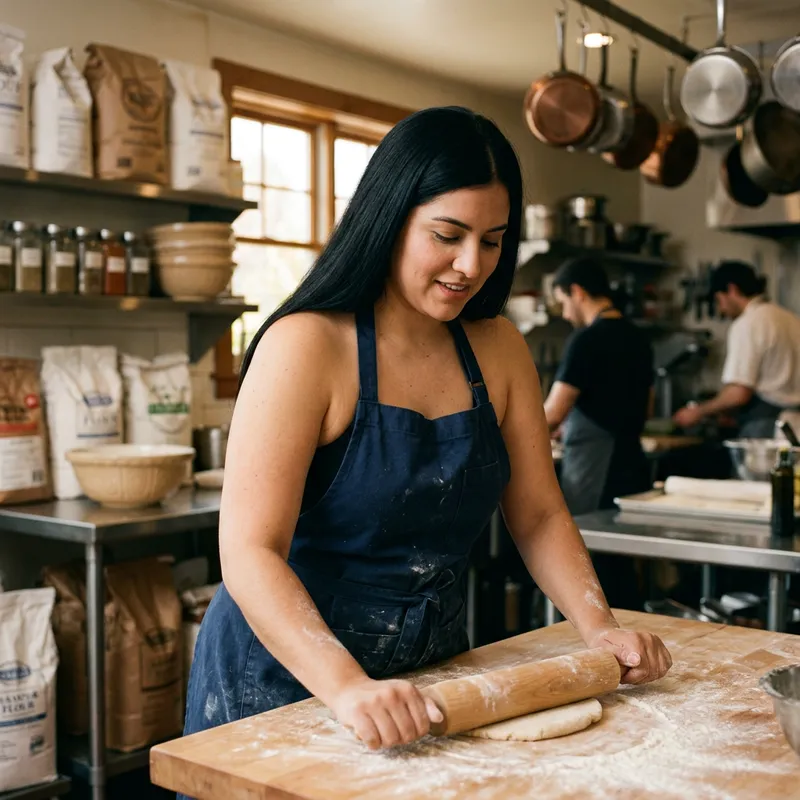 Stunning Latina with Long Black Hair & Apron