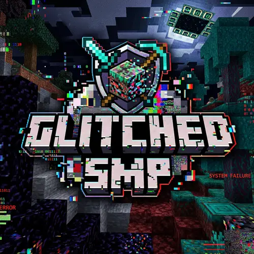 Glitched SMP: Minecraft Logo with Glitchy Block