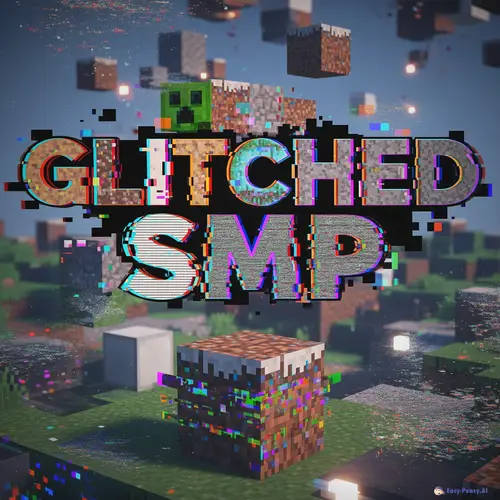 Glitched SMP: Minecraft Logo with Glitchy Block